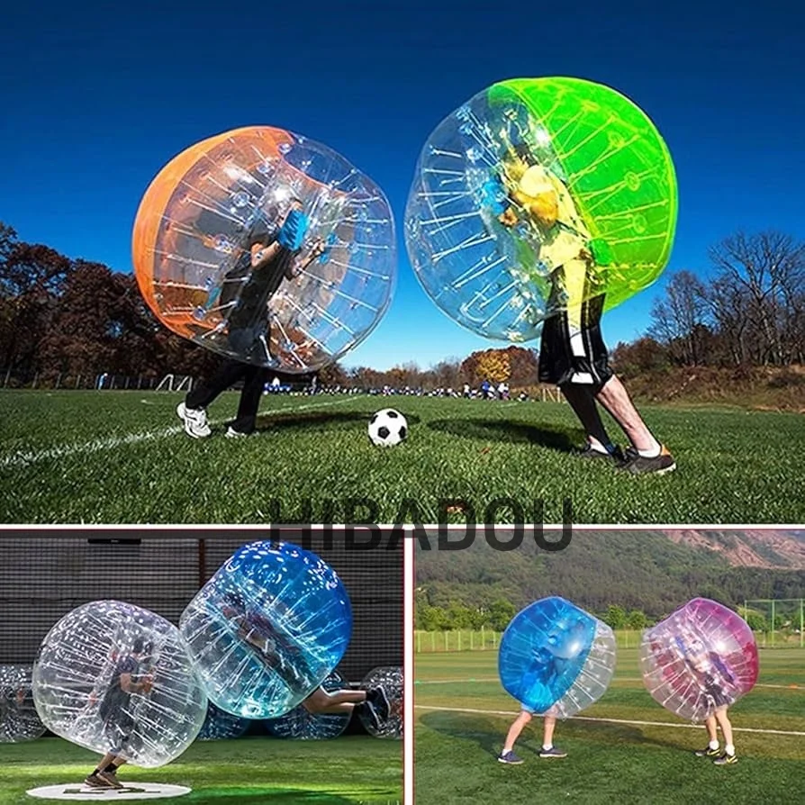 Pelotas de parachoques inflables HIBADOU, pelota de hámster humano de 1,2 m y 4 pies, pelota Zorb para niños, fútbol de burbujas para tiempo deportivo