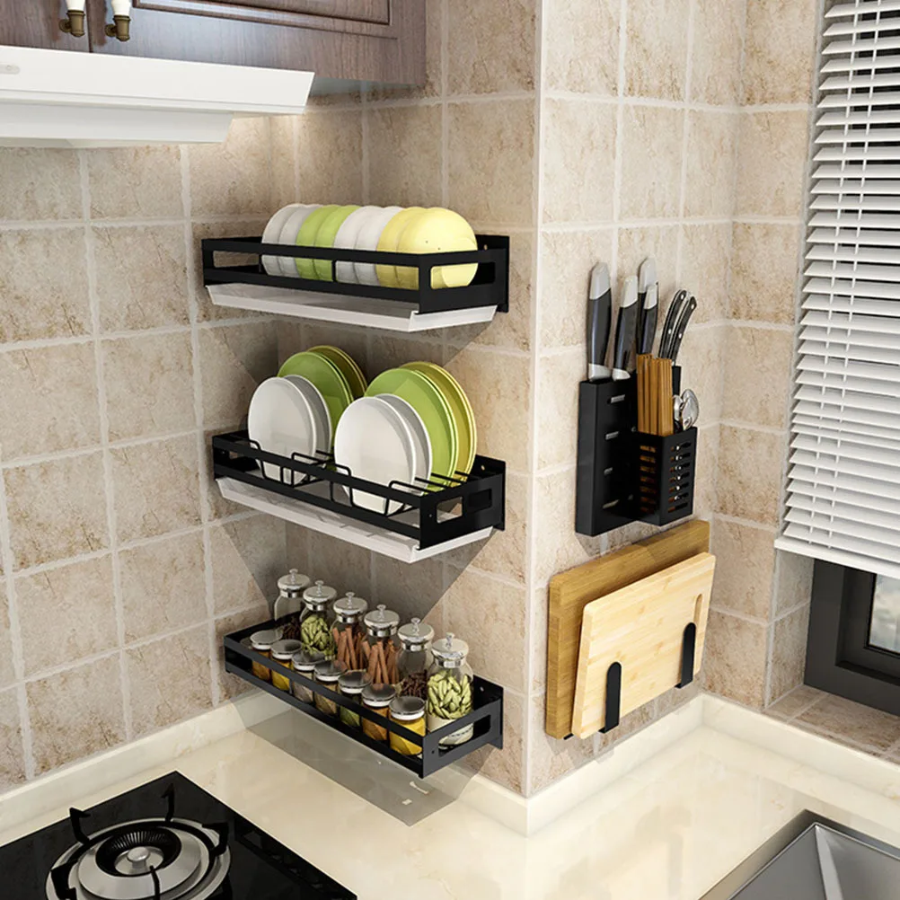 1Pcs Kitchen Storage Rack Wall Mounted Stainless Steel Multifunctional Organizer Space Saving Kitchen Storage Holder
