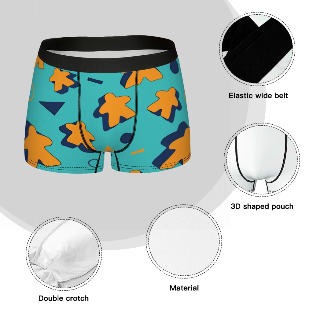 Retro Pattern Meeple Underpants Homme Panties Man Underwear Ventilate Shorts Boxer Briefs