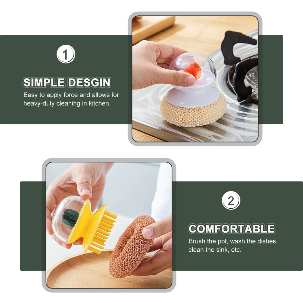 

4Pcs Dish Brush Bamboo Fiber Comfortable H Removable Design Kitchen Gadgets Wok Utensils Pot Scrubber Accessories Home
