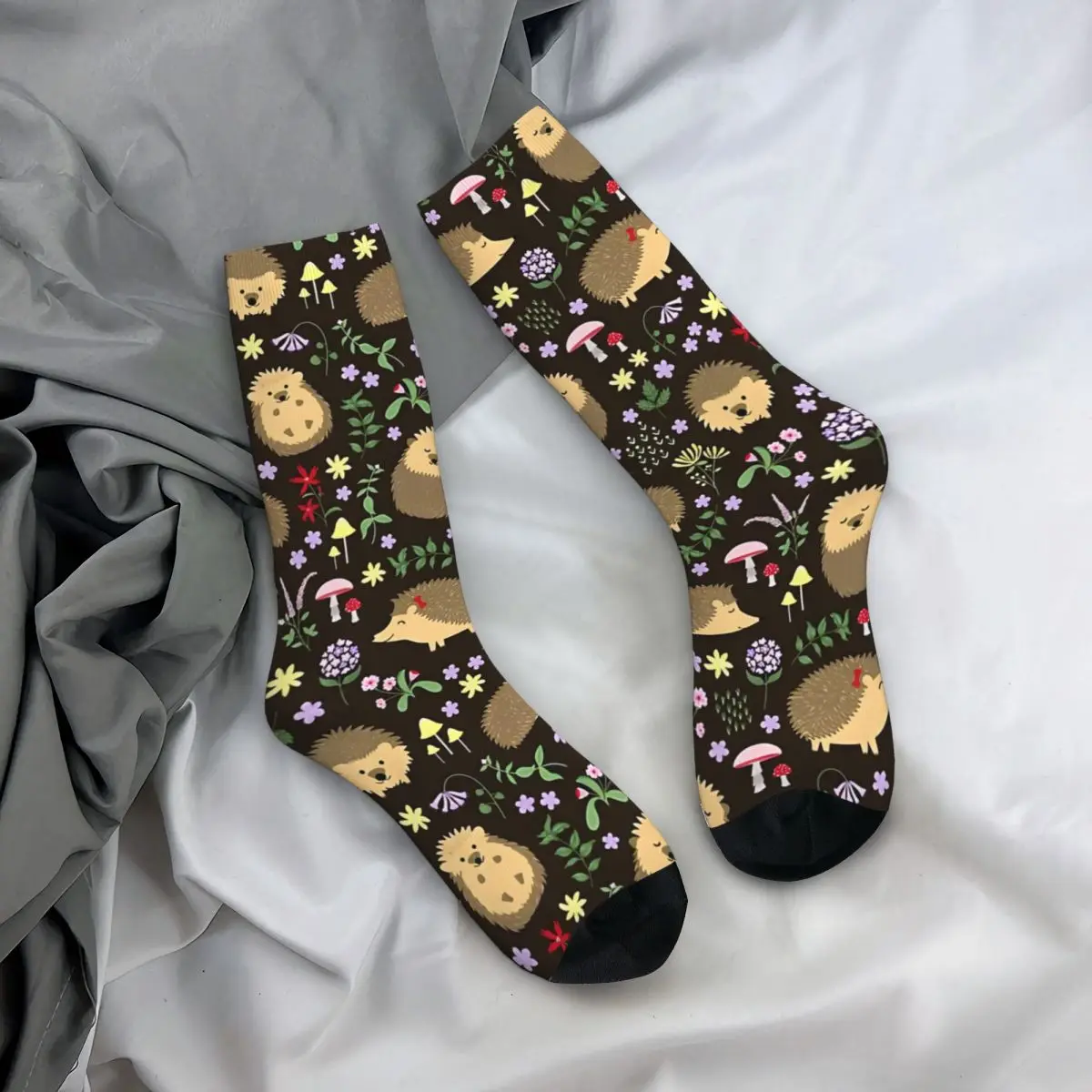 Chaussettes de compression Elin Kasgehogs pour hommes, motif sans couture, chaussettes d'équipage, plantes et fleurs, au milieu des calculs, Harajuku, nouveauté