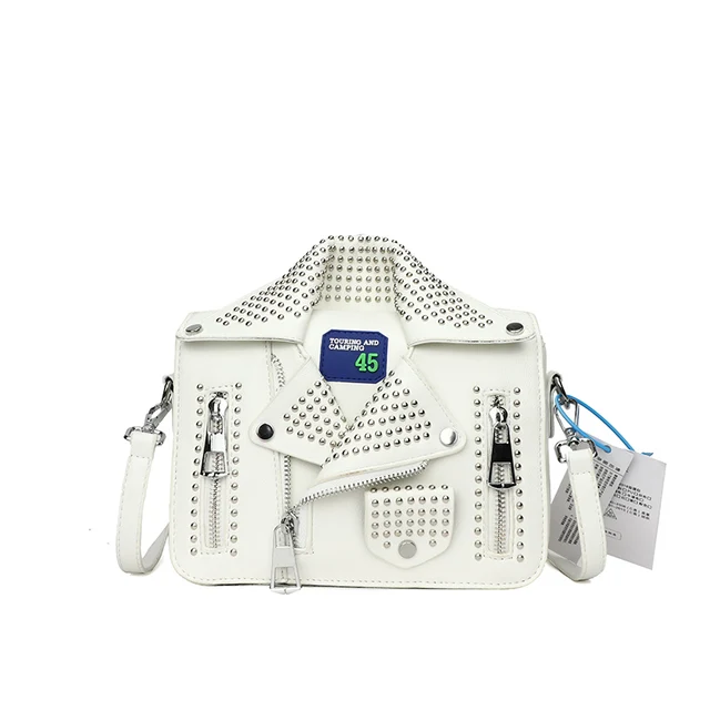 Modna kurtka torby na ramię dla kobiet Hip Hop z ćwiekami Crossbody nowe torebki i torebki luksusowa torba kwadratowa designerska torba