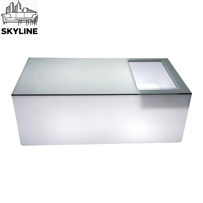 LED Luminous Square Bar Table Set, Remote Control Color Ice Bucket Cocktail Table for KTV