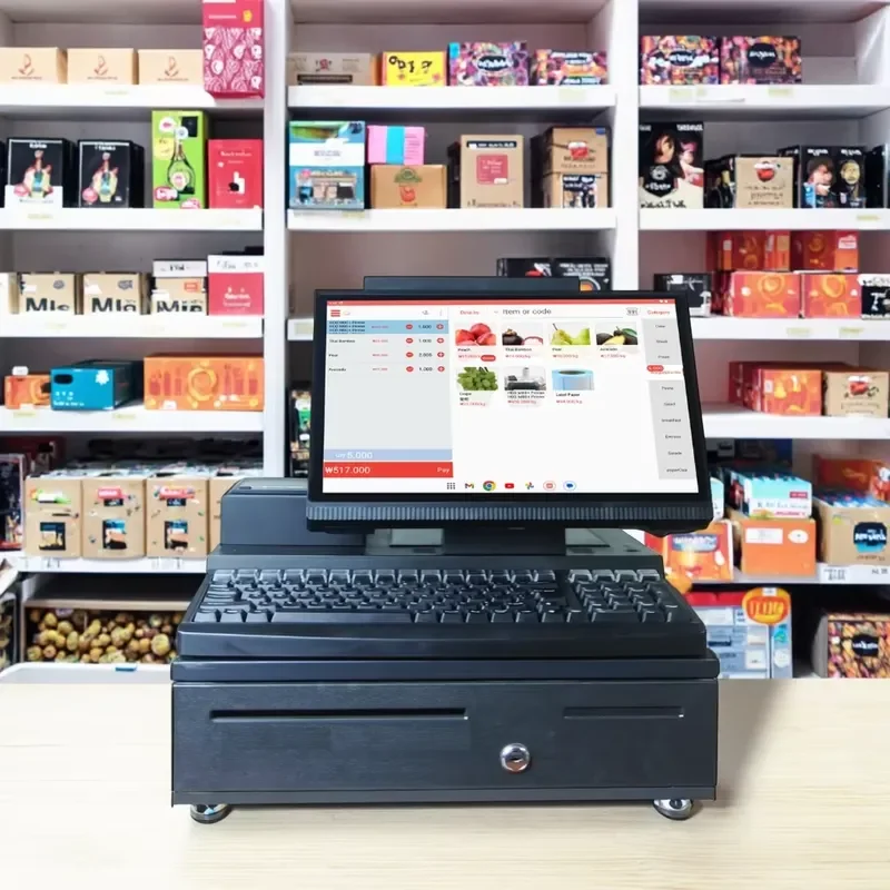 2026 Latest Touch POS System Full Billing Cash Register with Keyboard Cash Drawer for Supermarket Retail Store Restaurant