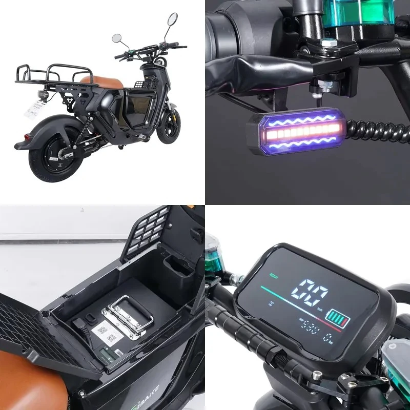 

185km Long Range with Cargo Boxes,48V 50Ah Battery Delivery Moped Pedal Assist E Bike for Adults