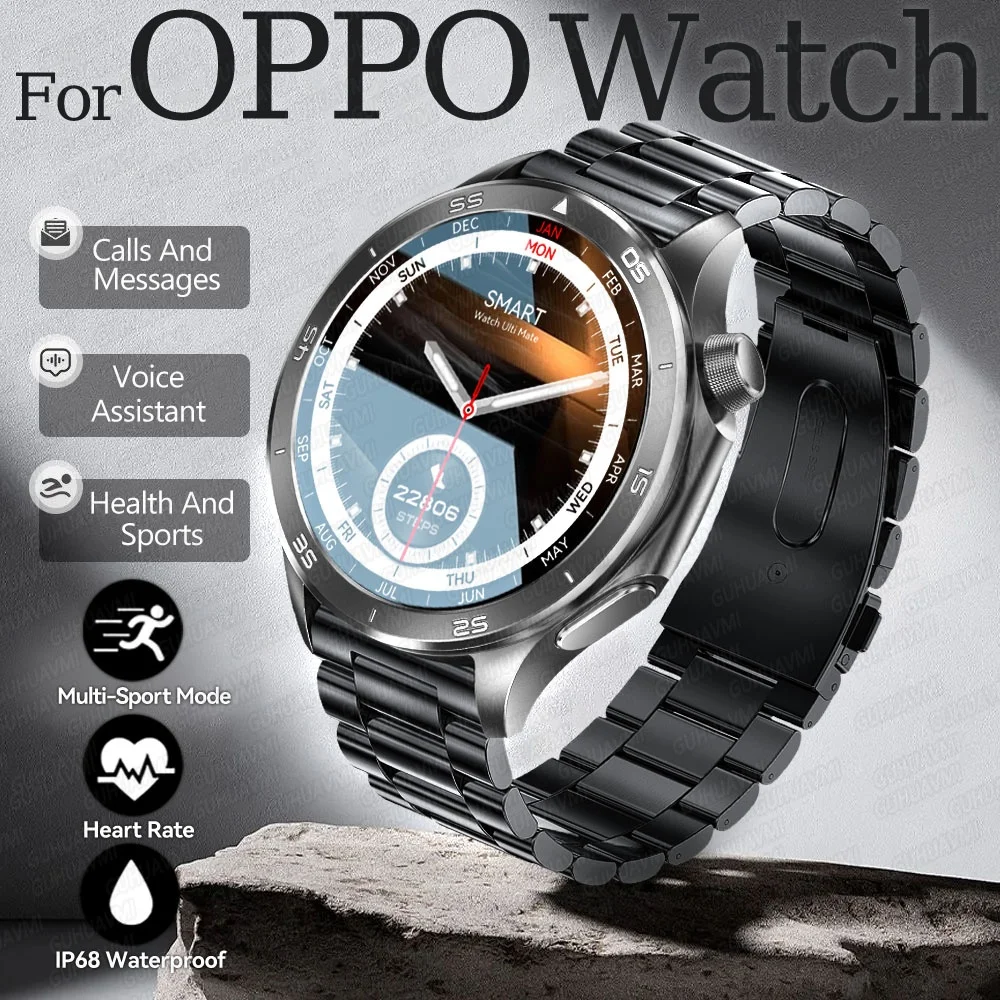 2025 New For OPPO Watch X2 GPS Track Smart Watch Men AMOLED Screen Compass Sports Fitness IP68 Waterproof BT Call Smart Bracelet