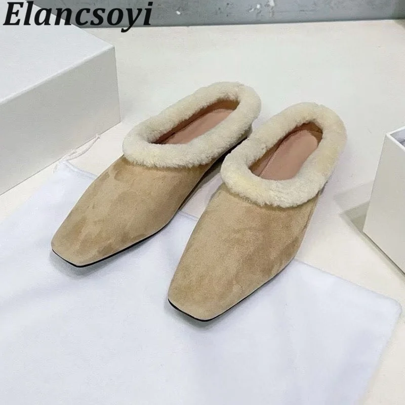 Flat Shoes Women's Round Toe Fur Lazy Loafers Real Wool Lining Warm Casual Shoes Autumn Winter Outdoor Maomao Shoes 2025