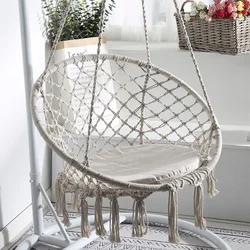 1 Set Y- Stop Hammock Chair Macrame Swing Chair, Hanging Chair Cotton Rope Hammock Chair Swing for Indoor and Outdoor Use