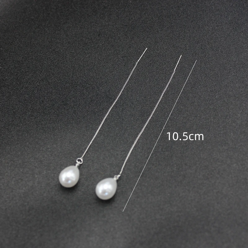 New Long Copper Chain Tassel Imitation Pearl Waterdrop Earrings for Women Korean Tear Drop Jewelry Accessories Girl Gift Brincos