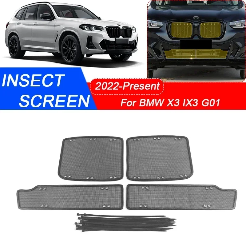 

Для BMW X3 IX3 G01 2022-2025 Автомобильная защита от насекомых защитная крышка воздухозаборника Airin Insert Net Vent Racing Grill фильтр аксессуары