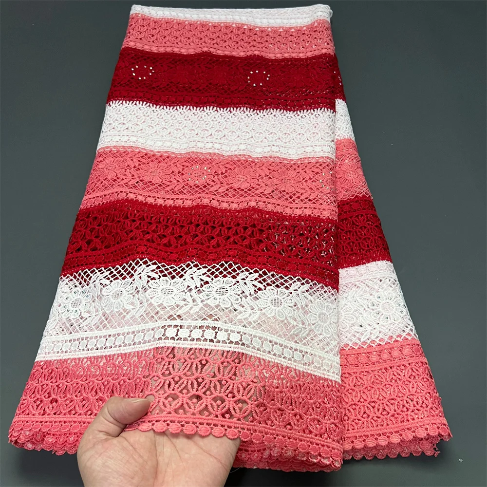 

2025 новейшее высококачественное африканское нигерийское платье с тюлем, кружевная ткань, гипюр, вышивка, блестки, 5 ярдов ZJ038