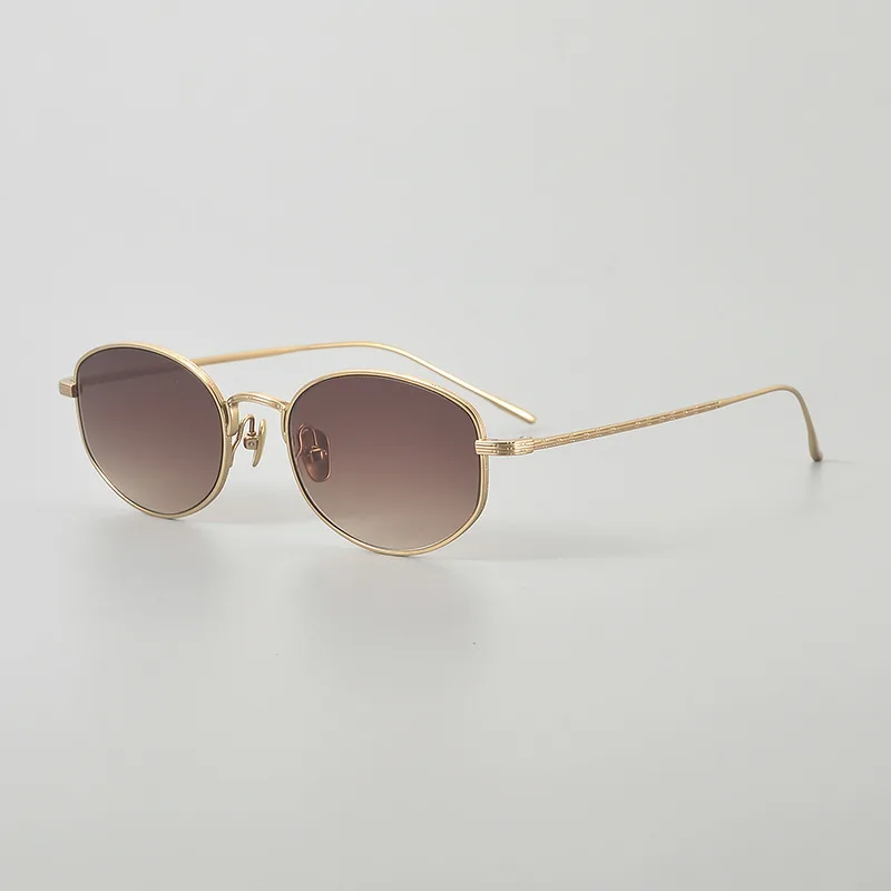 Unique Design Vintage Sunglasses Men's Pure Titanium Oval Frame Shades UV400 Driving Fishing Outdoor Sun glasses