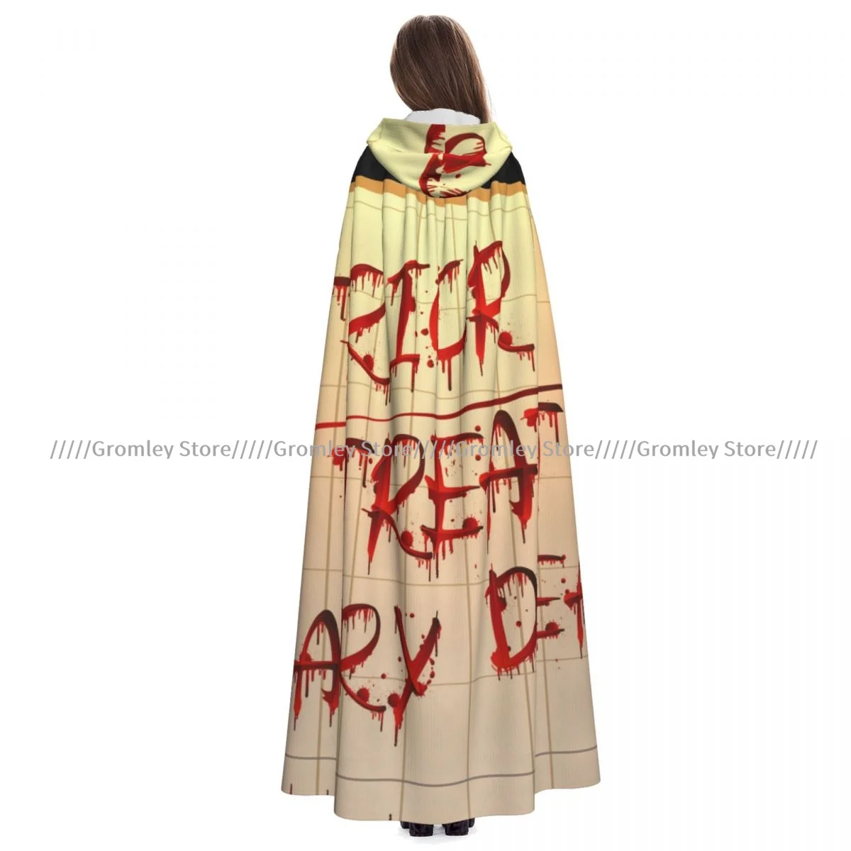 Halloween Blood Alphabet Witch Cloak Hooded Cosplay Costume Halloween Adult Long Party Cape