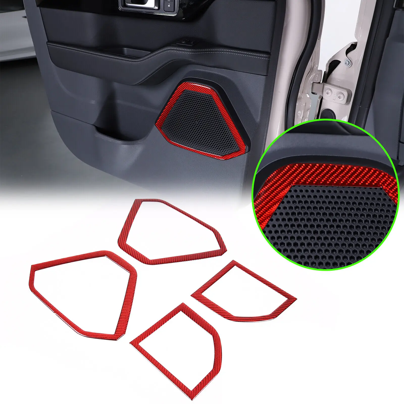 4PCS Car Interior Door Speaker Frame Sticker Tweeter Carbon Fiber Styling Decorate Trim Accessories For Ineos Grenadier 2020-24