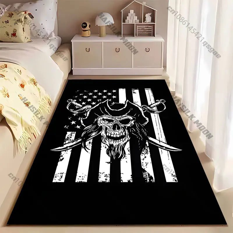 Pirate skull swords flag carpet Yoga living room room decor children's crawling mat doormat area rug games mat