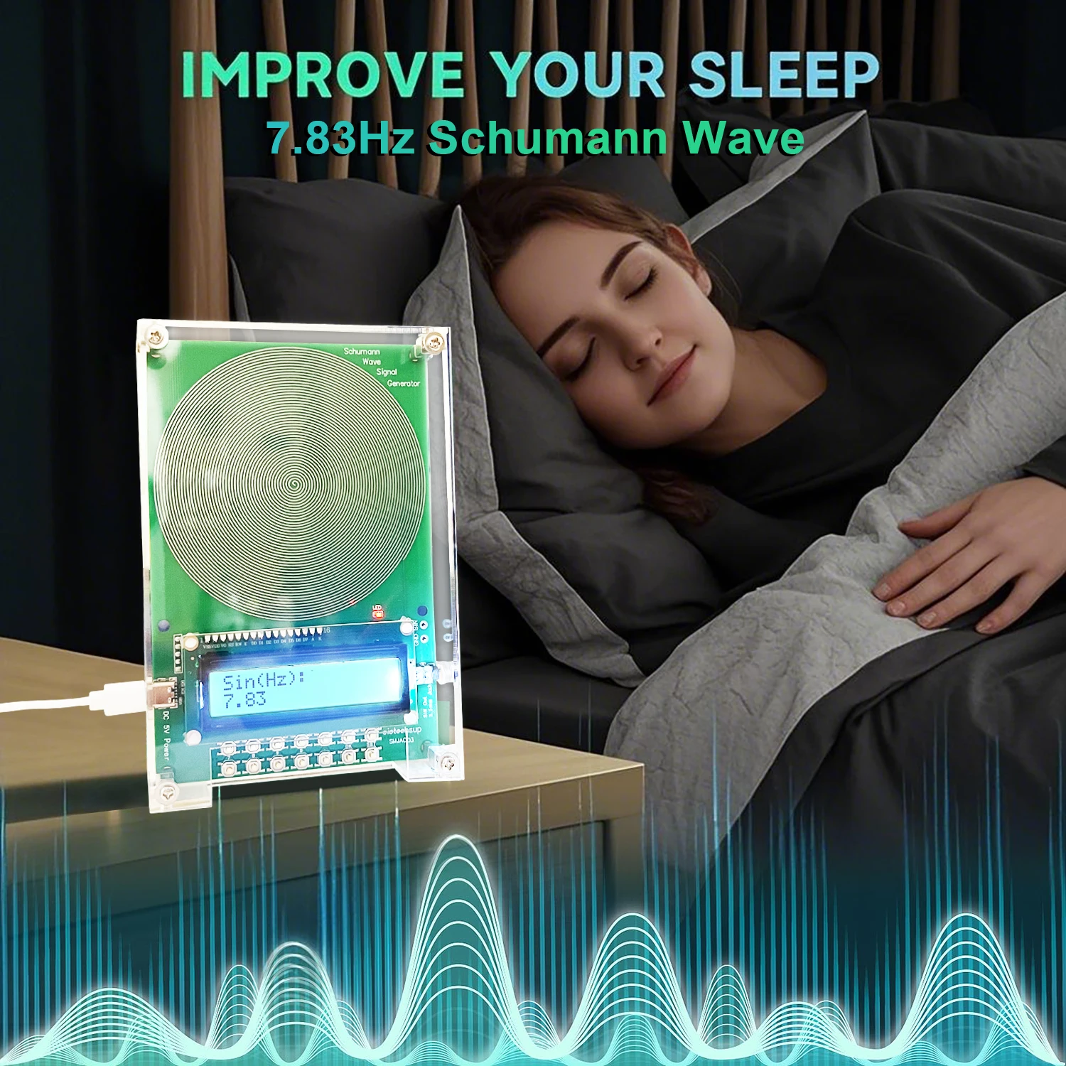 Adjustable 0.01HZ~100KHZ 7.83Hz Schumann Resonance Ultra-low Frequency Pulse wave Generator Audio Resonator with case Pure Sine