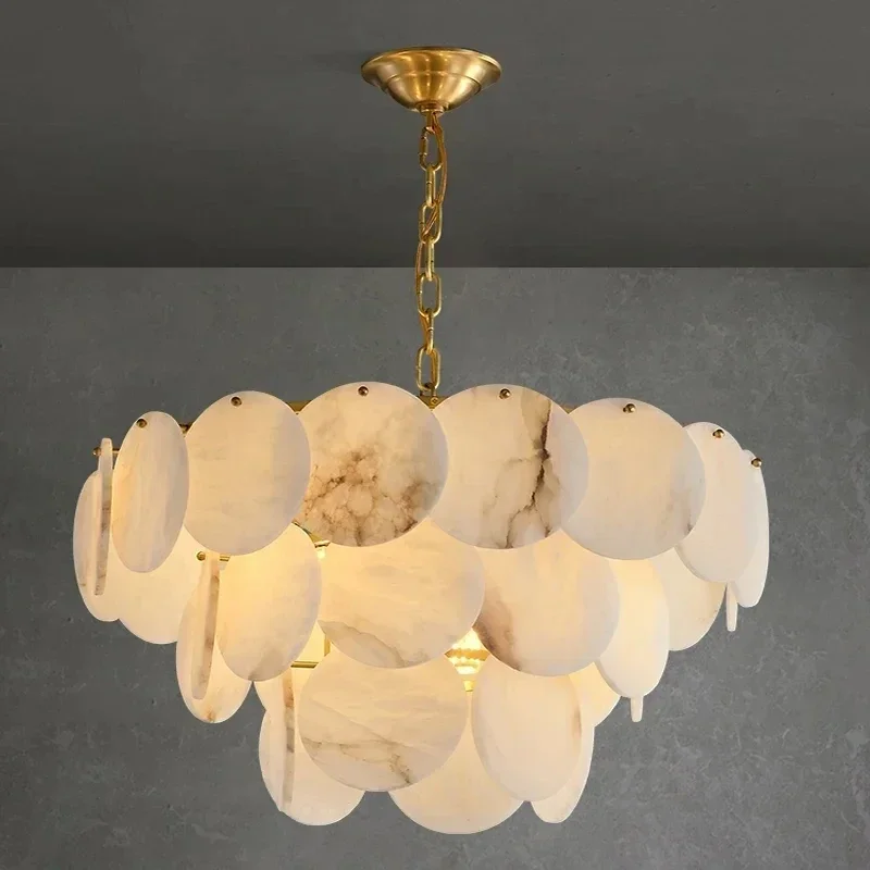 

Modern Trendy Marble Series Gold Led Dining Room Chandelier Lighting Gloss Hanging Fixture Lamps For Living Room