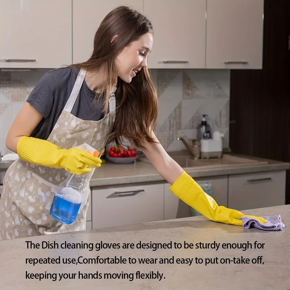 5/10pc Premium Household Cleaning Gloves Chemical Resistant Latex Free Non-Slip for Dishwashing Gardening Painting Cleaning