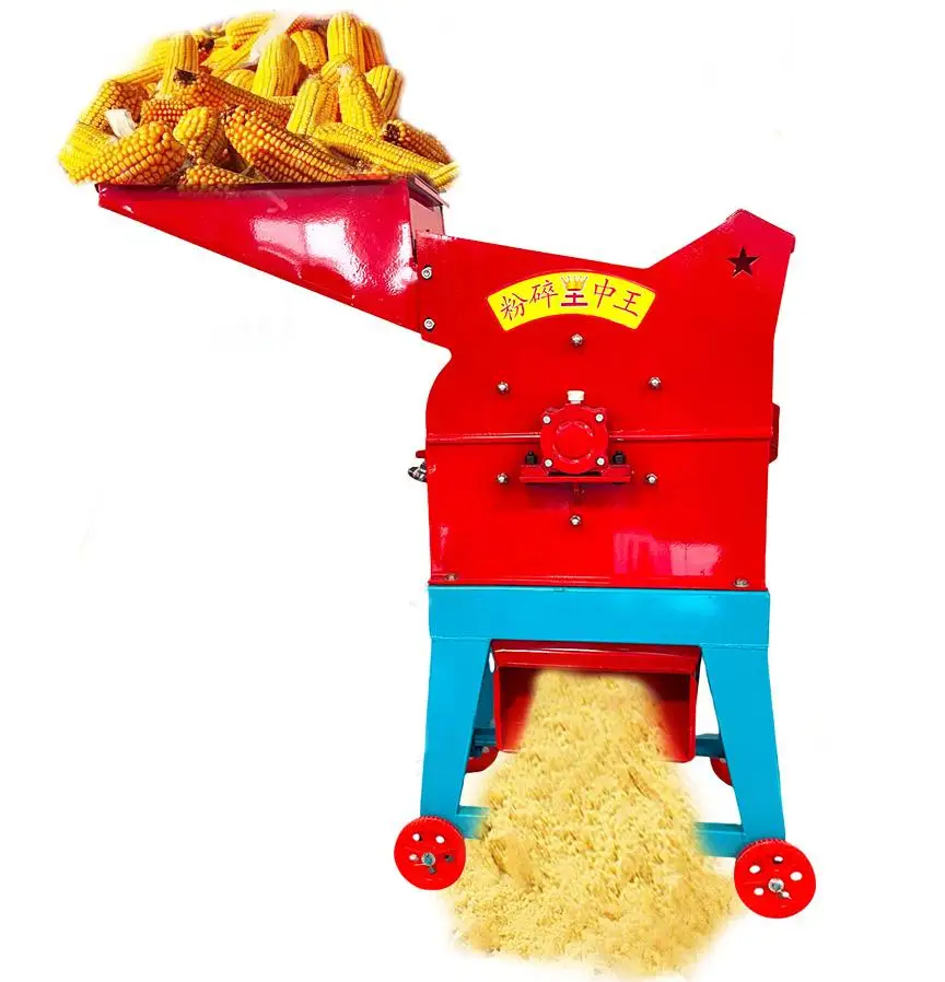 Farm ranch livestock feed processing machine straw hammer mill maize corn crusher grain grinder milling machine 800 kg/h