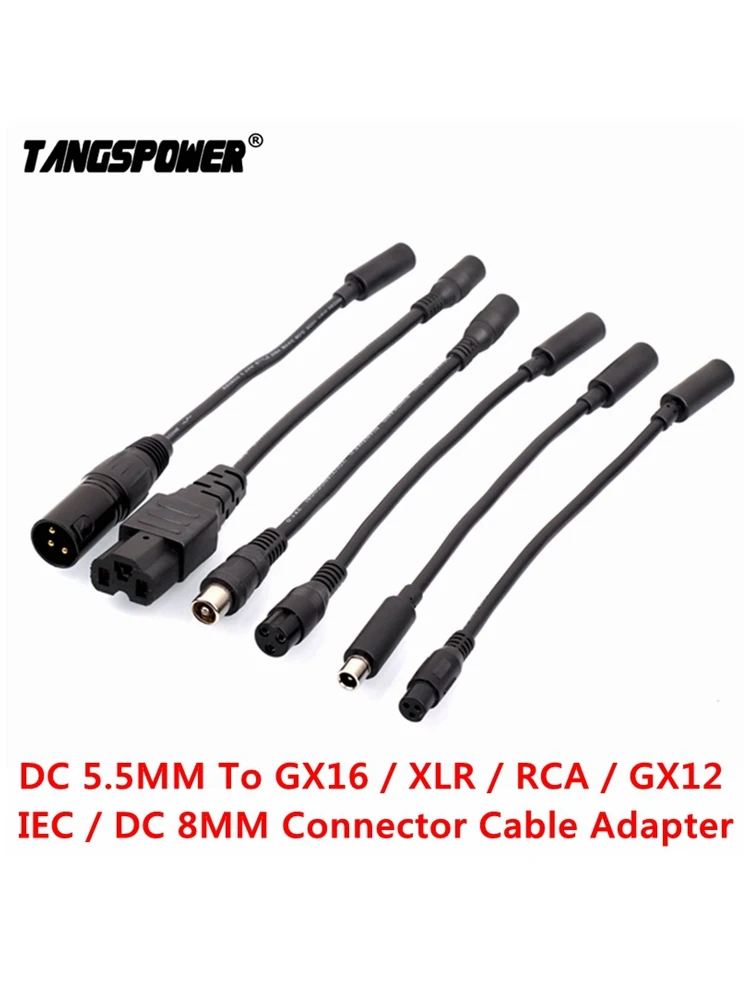 AliExpress TANGSPOWER 5Pcs DC 5.5MM To 3P GX16 3-Pin XLR RCA IEC 3P GX12 DC 8MM Connector Cable Adapter For Scooter Electric Bike Charger Accessories