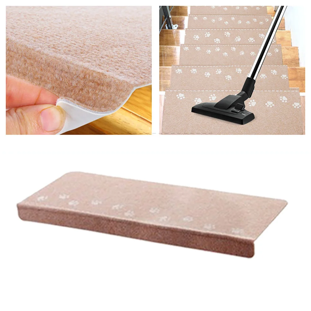 

5Pcs Luminous Step Mat PVC Stair Treads Anti-Slip Night Glow Footprint Pattern Easy Clean Home Gym Beige Luminous Step Mat