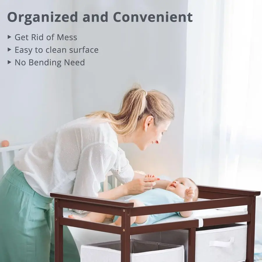طاولة تغيير حفاضات الأطفال، طاولة تغيير الحفاضات الحديثة، خزانة محطة تغيير حفاضات الرضع مع سلة الغسيل، سلة 3 أدراج أ #4