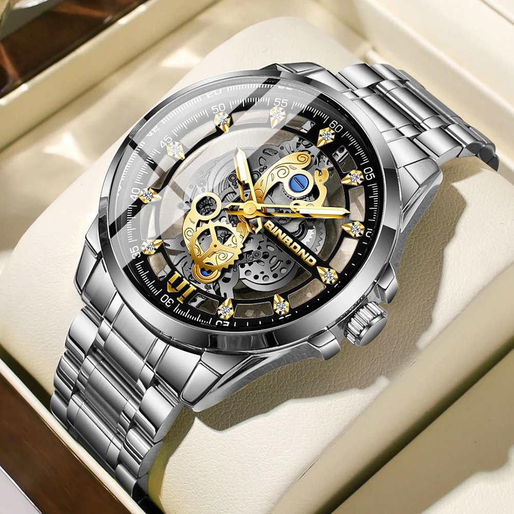 BINBOND جديد 505 موضة رجال الأعمال ساعة كوارتز مقاوم للماء ضوء الليل الفاخرة موضة ساعة كوارتز رجالية 2026 #2