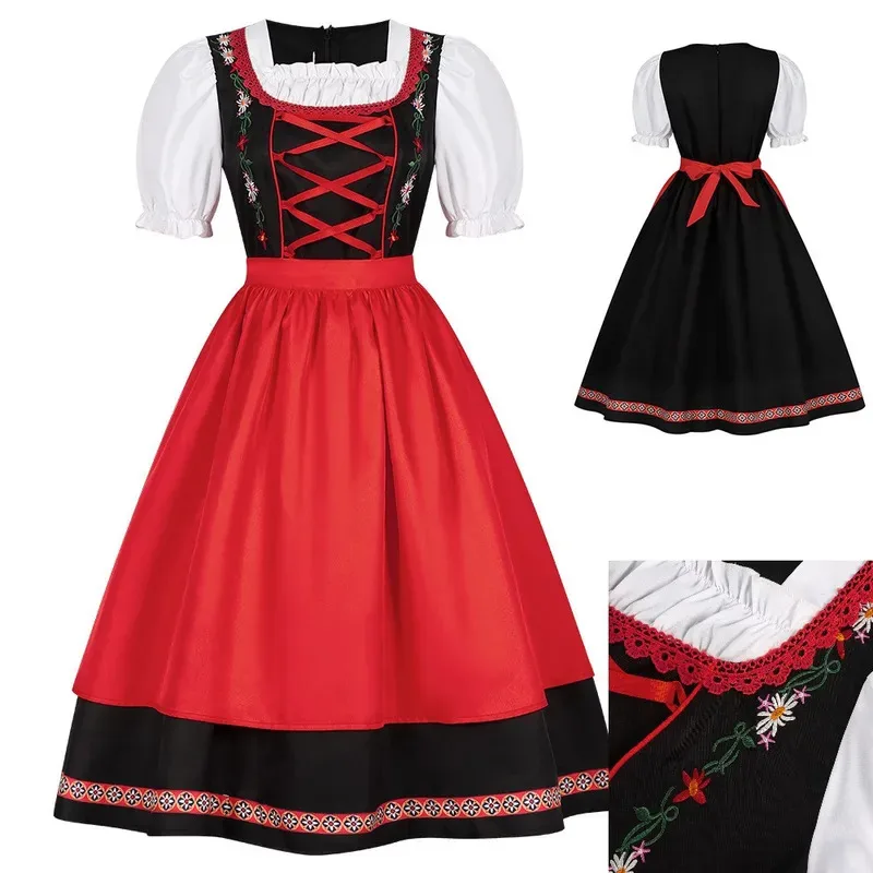 فستان نسائي ألماني Oktoberfest Dirndl كرنفال بافاري تقليدي للحفلات أزياء تنكرية للفتيات البيرة فساتين حمراء؛ 2'a,6.