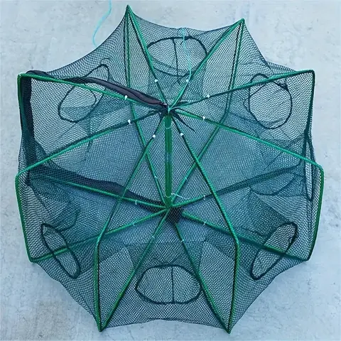 1pc Foldable Hexagon Fishing Trap Net With 6 Holes For Minnow, Crab, Crawdad, Shrimp, Fishing Accessories ﻿