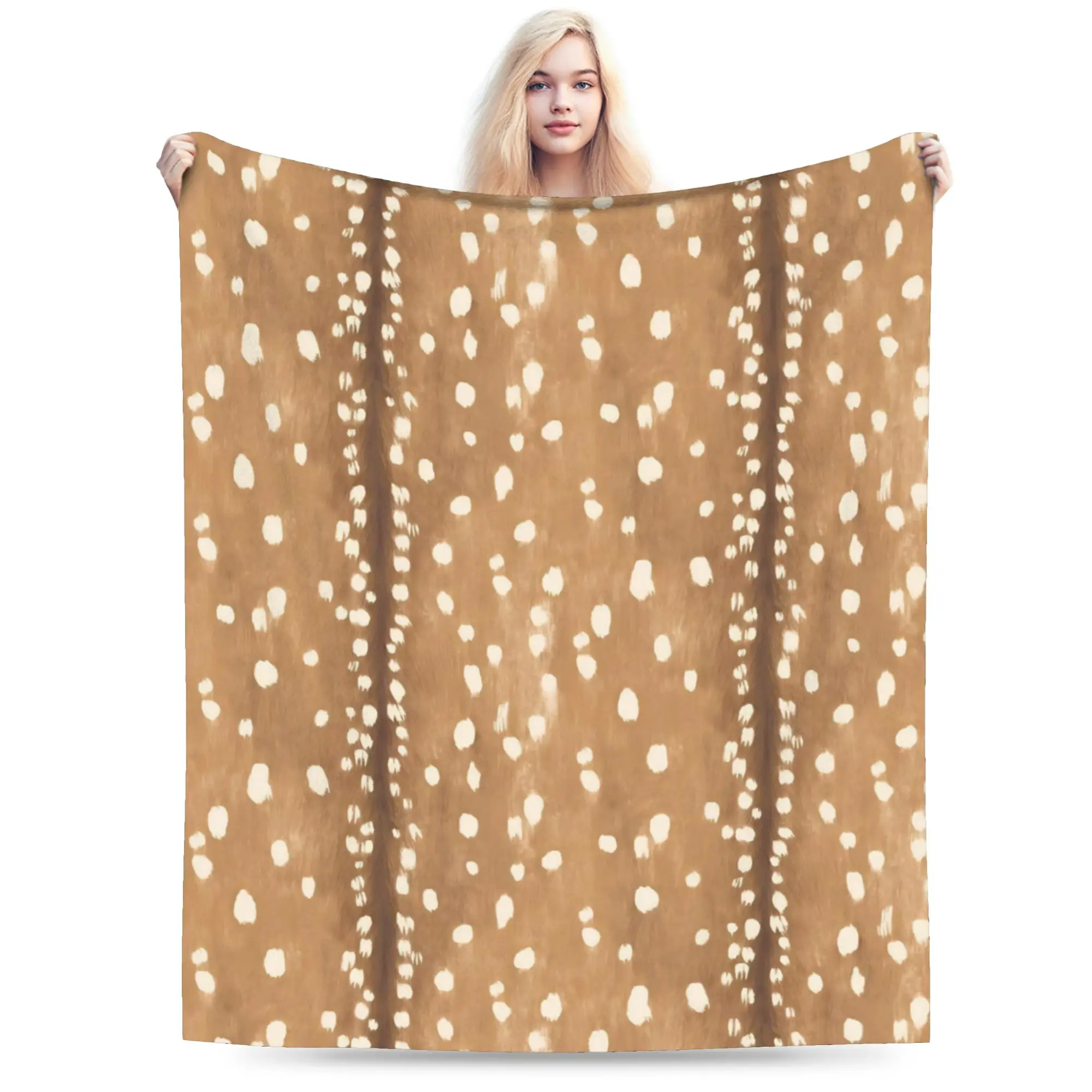 Comfort Brown Base Light Antelope Spot Blanket Accessories Bedding Decorative  Blanket Throw Lightweight Flannel for Bedroom