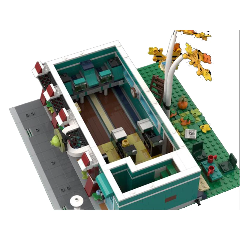 中世ストリートビューシリーズモジュラービルディングブロック MOC バーチボウリング場 DIY モデルテクニカルレンガ組立おもちゃクリスマスギフト