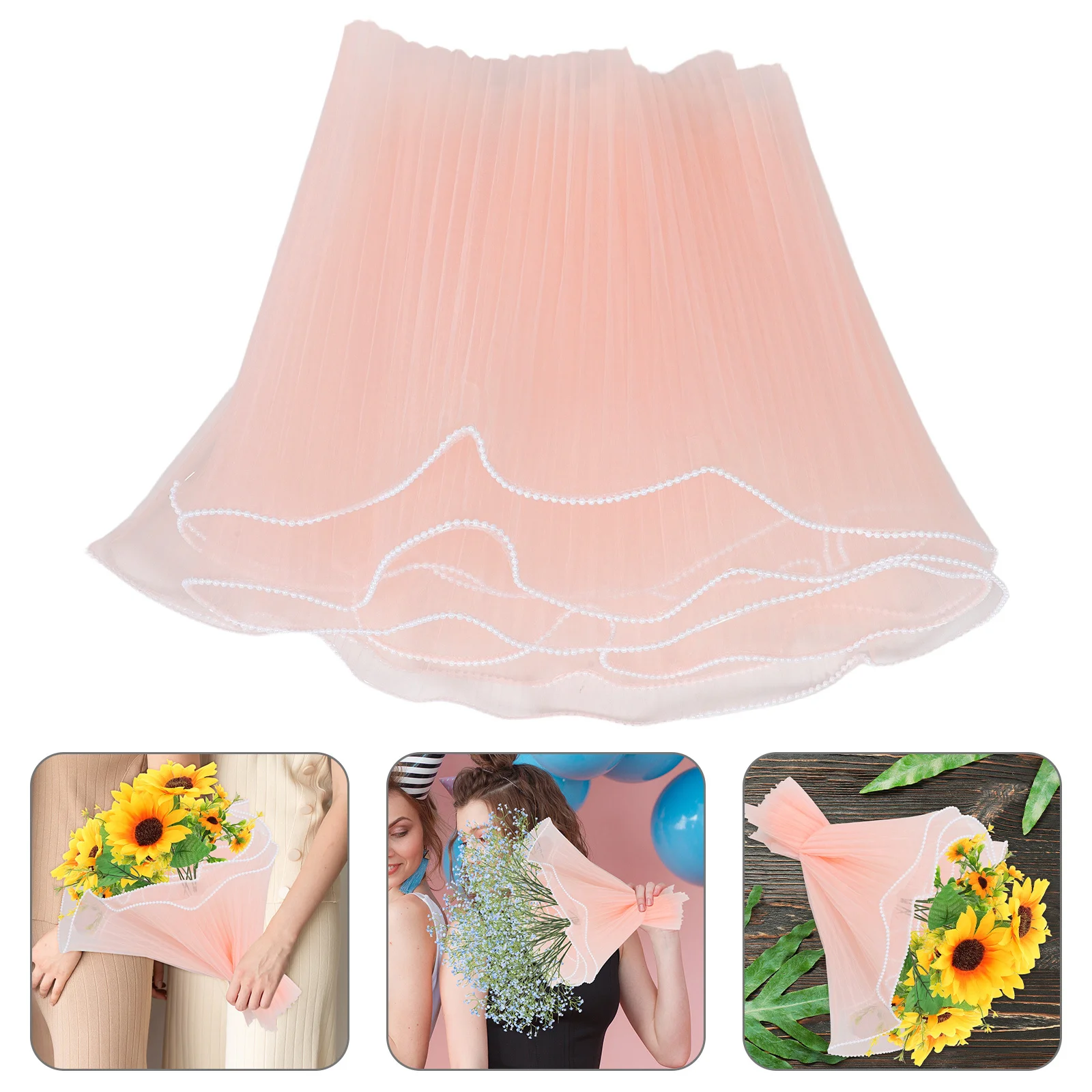 

Flower Wrapping Mesh Paper Elegant Pink Textured Wave Design with 3D Effect for Floral Bouquet Packaging Wedding Party