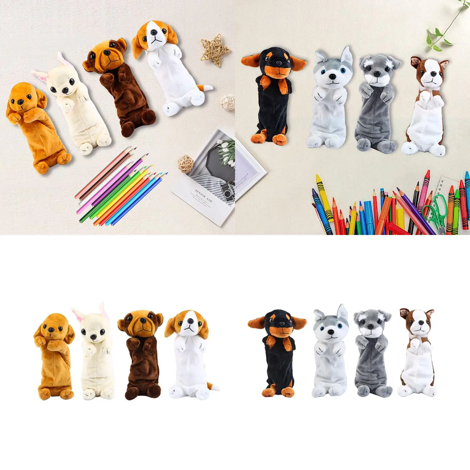 4 astucci per matite a forma di cane di peluche, buste per trucco, per ragazzi e ragazze, regalo per bambini