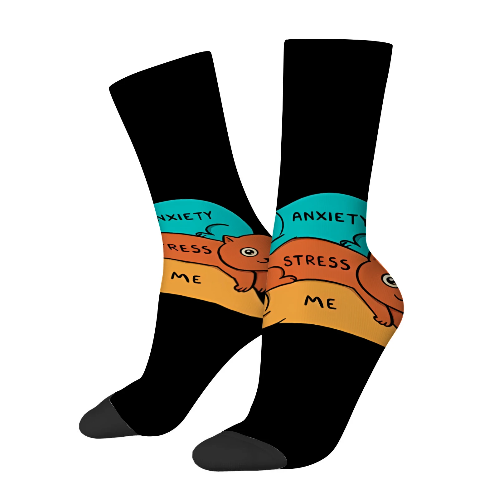 1 pair of Men's colorful building block pattern mid-calf socks, novelty/casual hats, comfortable polyester fiber.
