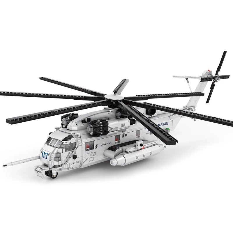CH-53E Transporthelikopter Bouwstenen Legervliegtuig Militaire Vechter Model Montage Bakstenen Desktop Deco Kinderen Speelgoed Vakantiecadeau