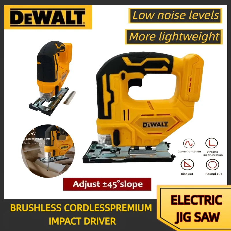 

Dewalt 2700RPM Brushless Curve Saw 20V Cordless Electric Jig Saw Portable 45 Degree LED Light Adjustable Woodworking Power Tool