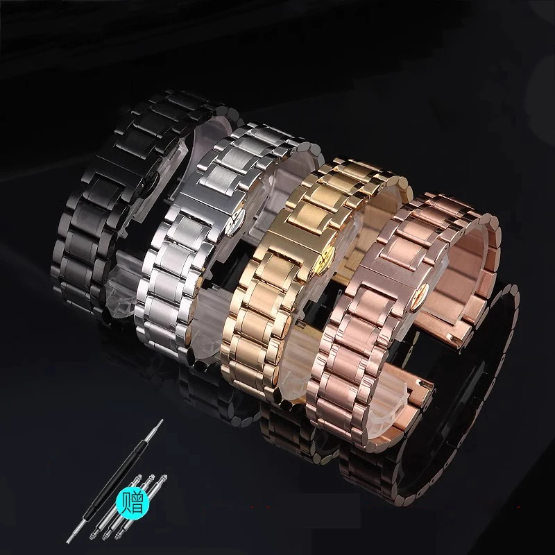 Two interfaces Stainless steel watch strap for Tissot Longines 14 15 16 17 18 19 20 21 22 23 24 silver rose gold black watchband