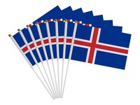 14*21cm Iceland Hand Flag, Icelandic National Hand Held Waving Small Flag World European Countries Decor
