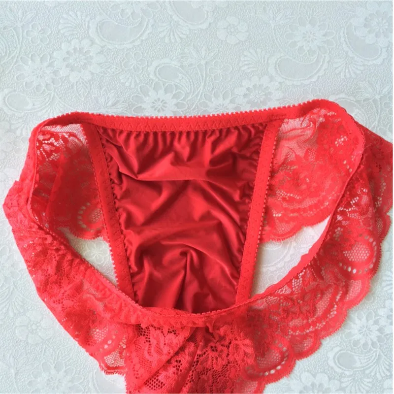 

Japanese Men's Sexy Satin Lace Underwear Comfort G-String Cross-dressing Lingerie Thong Gay Jockstrap Panties