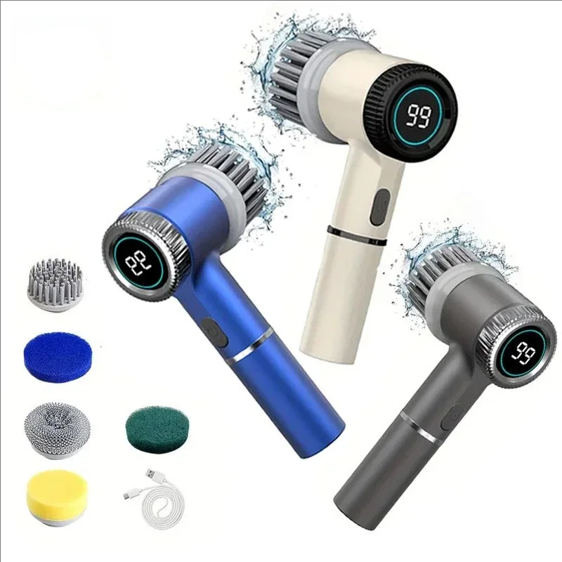 2024 New Electric Cleaning Brush 5in1 Electric Spin Scrubber Cordless Power Scrubber With Replaceable Brush Heads Power Scrubber