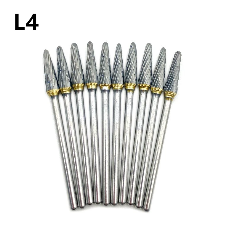 10pcs/box Tungsten Steel Carbide Burs Drill 2.35mm Shank Dental Tools Nail Drill Polish L4