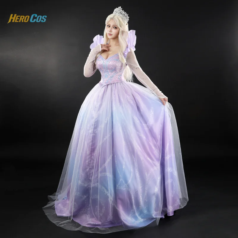 أزياء شريرة 2 Glinda لعام 2025 فستان الأميرة الرائع لحفلات الهالوين ملابس لعب الأدوار للنساء HERO Cos