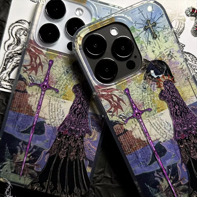 Retro Angel Cross European Knight Phone Case For iPhone 17 Air 16 ProMax 15 14 Plus 13 12 11 Pro Shockproof Silicone Back Cover view 5