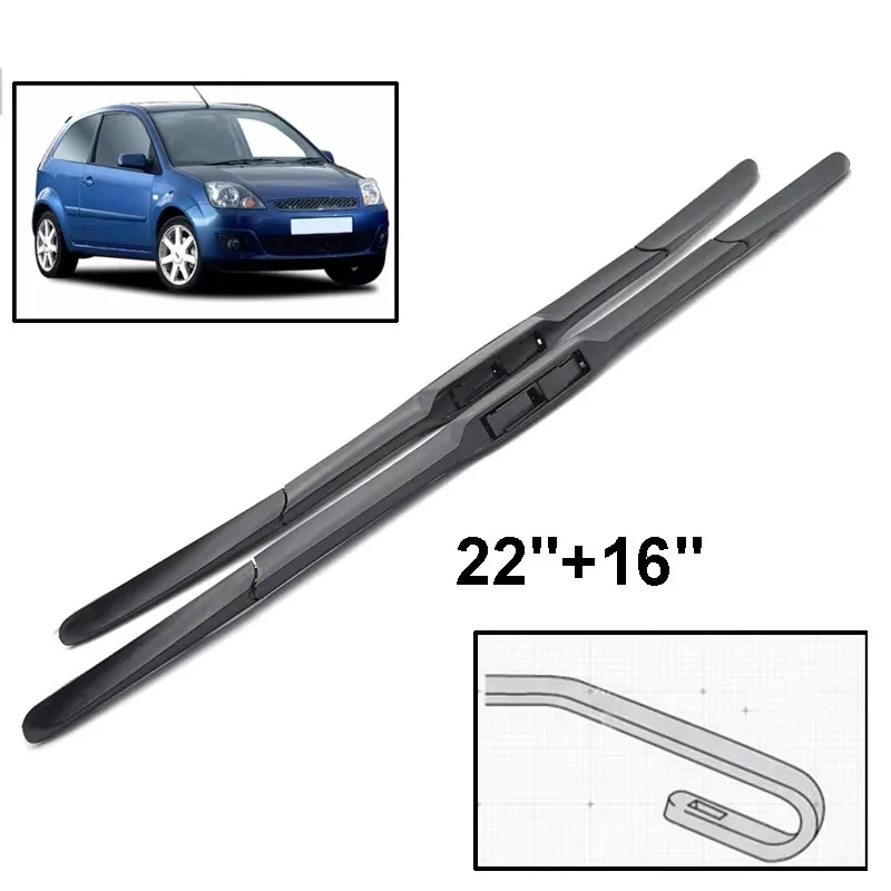 

Wiper Front Wiper Blades Set For Ford Fiesta 5 Hatchback 2003 - 2008 Windshield Windscreen Window 22"+16"