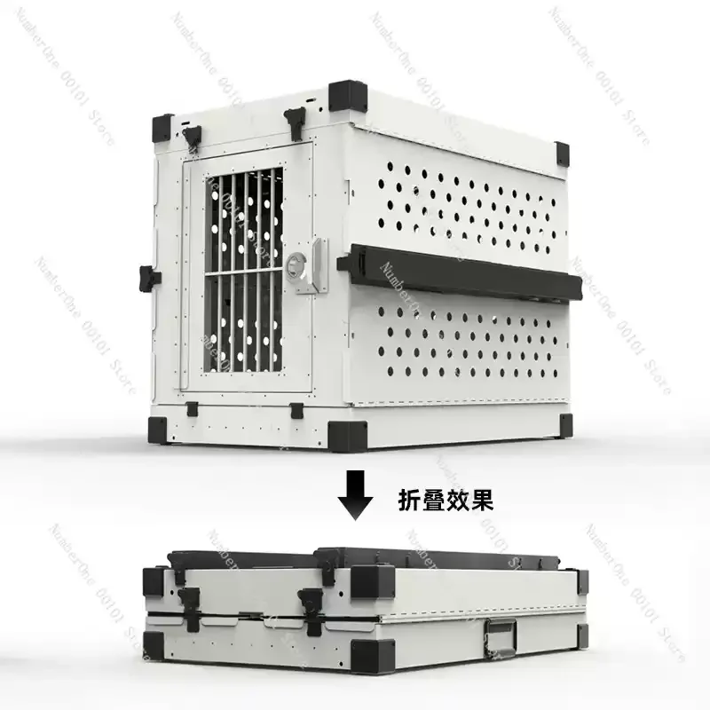 Heavy Duty Fully Collapsible Dog Crate Aluminium Alloy Medium and Large Dog Crate Folding Pet Car Crate Camping Travel IATA