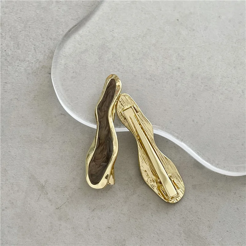 Temperament And Beautiful Drop Oil Alloy Barrettes Side Clip Design Sense Elegant Metal Duckbill Clip Bang Clip Korean Style New