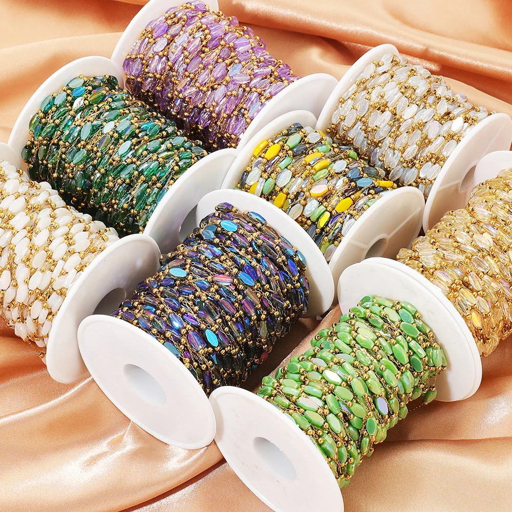 1 Meter Edelstahl-Goldperlen-Kristall-Rhombus-Ketten für DIY-Schmuckherstellung von Halsketten, Armbändern, Ohrringen und Zubehör – Detail 5
