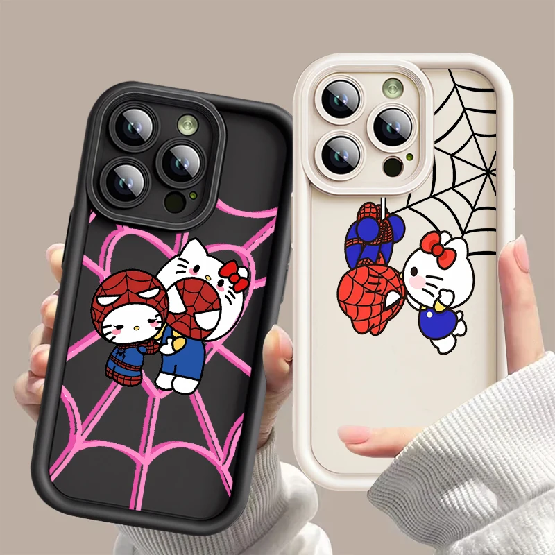 Marvel Hello Spiderman Kitty Case for Oppo A55 A38 A53 A58 A72 A76 A17k A18 A31 A35 A11 A15 A57 A17 A16 A54 A78 Soft Phone Cover