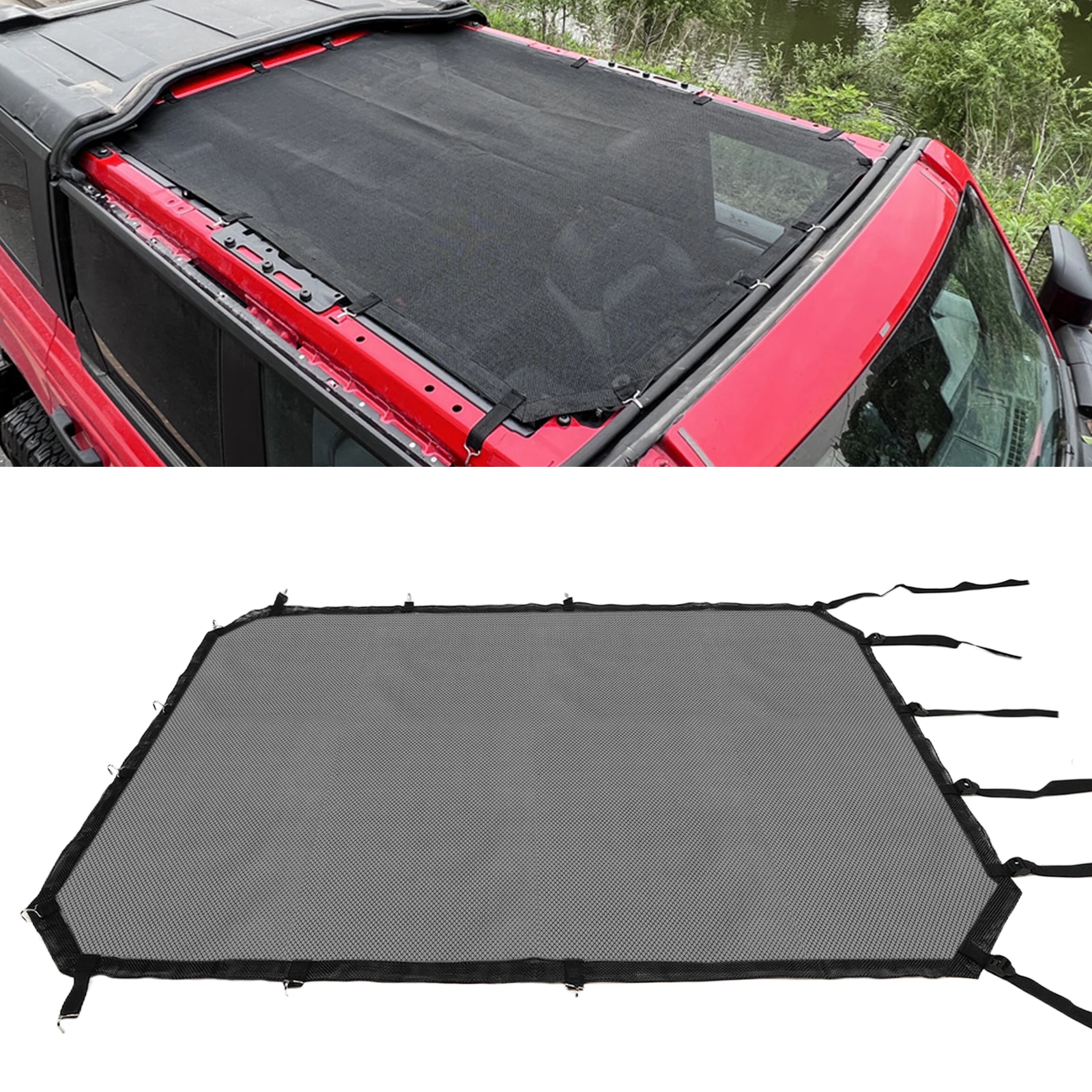 

Sun Shade For 2021-2023 Ford Bronco 4Door Black Roof Mesh Sunshade Top Cover UV Protection