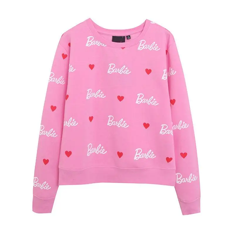 

Kawaii Girly Versatile Plush Sweatshirt Anime Barbies Movie Series European and American Style Fashion Students Hoodie T-Shirt